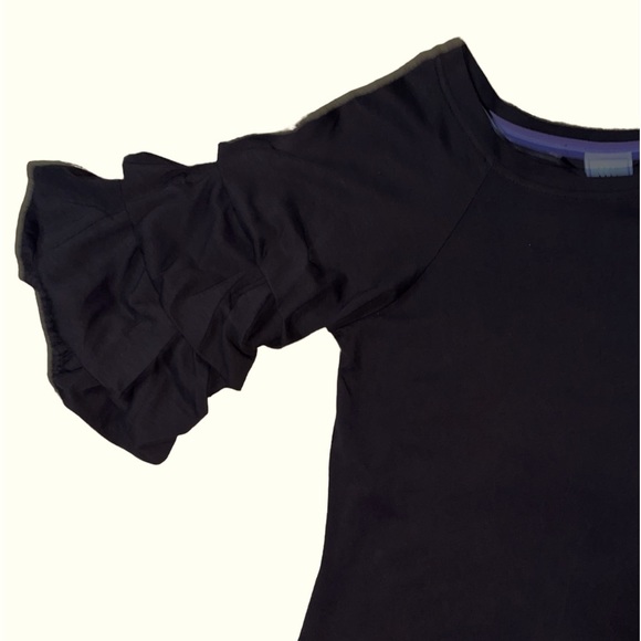 ViVi By Violet Weekend Ruffle Puff Sleeve Charcoal Black Dress 100% Cotton S - Picture 9 of 15